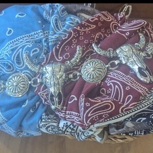 Silver Western Belt with Bull Skull Design